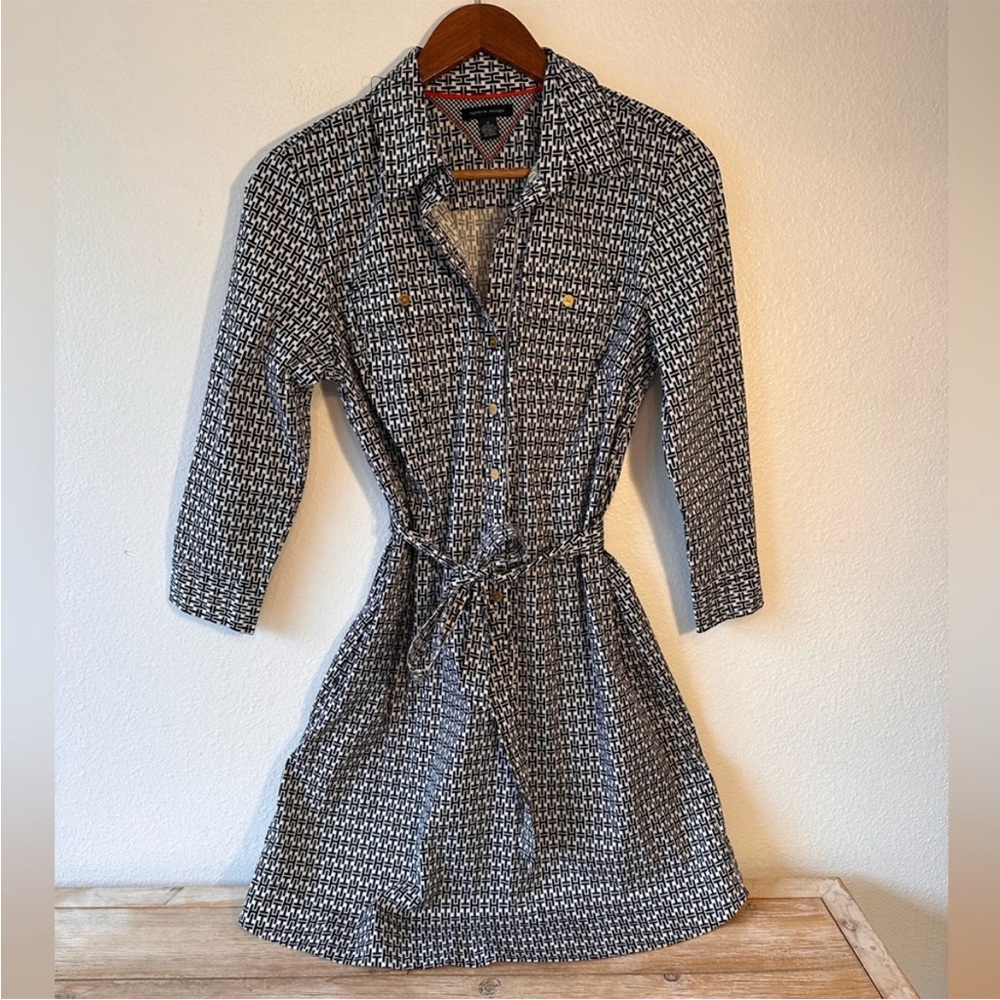 Tommy Hilfiger Blue and White Patterned Dress